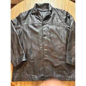 Vintage Sergio Benini Mens 3XL XXXL Black Leather Jacket